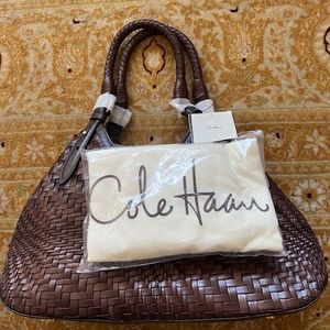 NWT Cole Haan  woven leather brown bag